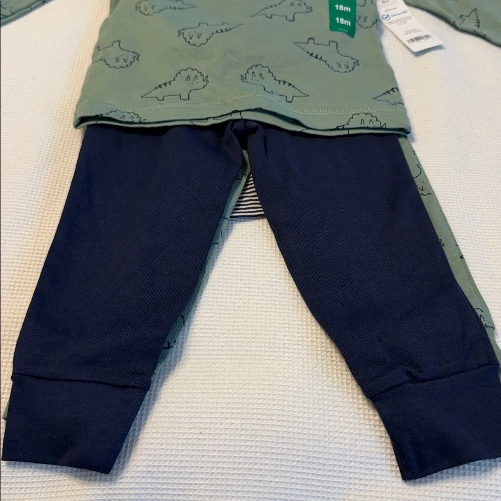 Carter's Baby 4 pcs Layette Set Olive Green and Blue Dino and Stripes 18 Months